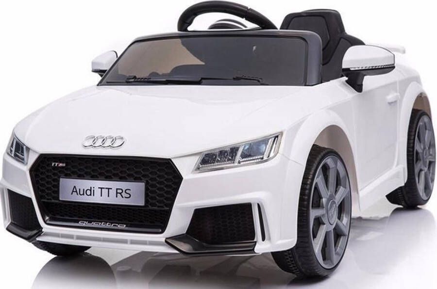Audi TT RS 1Elektrische Kinderauto 12v Wit Accu Auto voor kinderen met Afstand Bediening Rubberen EVA banden Kunst Lederen Zitje