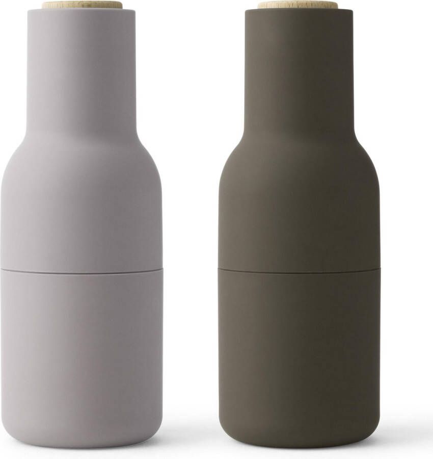 Audo Copenhagen Bottle Grinder Peper- En Zoutmolen Hunting Green Beige Walnoot