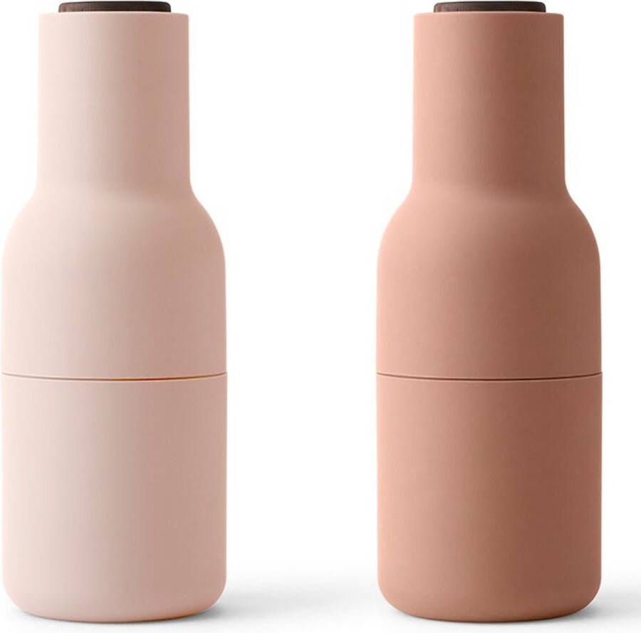 Audo Copenhagen Menu Bottle Grinder Peper- en Zoutmolen Nude (Roze) Walnoot Set van 2