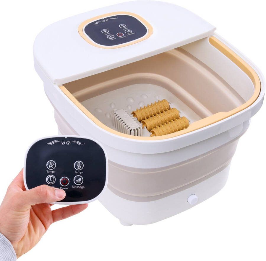 AuraLux Voetenbad Met Massage Incl. Afstandsbediening & Batterijen Voetmassage Apparaat Met Bubbelfunctie 12 Massage Rollers Tot 51°C Infrarood