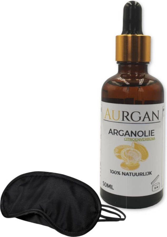 Aurgan.nl Aurgan Arganolie citroenverbena 50 ml gezichtsolie haarolie massageolie | rustgevend & kalmerend + GRATIS slaapmasker