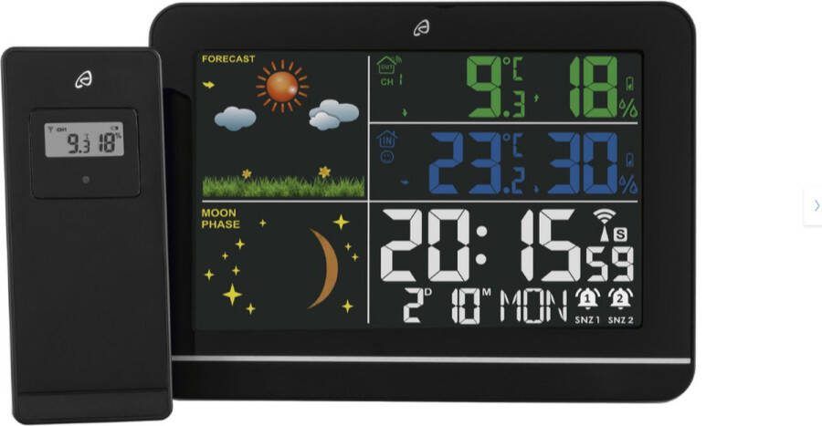 Auriol Weerstation Draadloos Binnen en Buiten met Sensor 100M Bereik Zwart