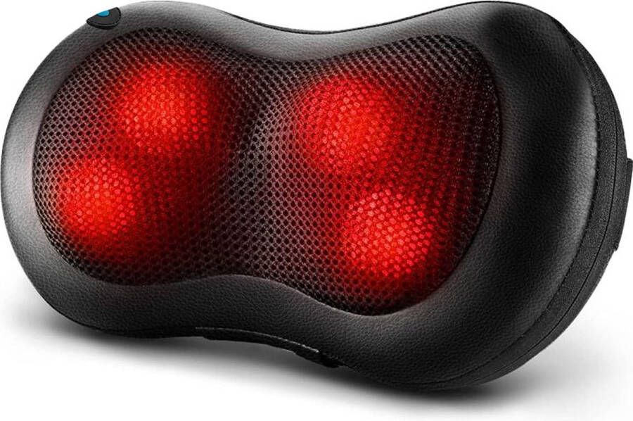 Auronic Draadloos Shiatsu Massagekussen Elektrisch Nek en Rug Massage Apparaat Warmte Functie Zwart