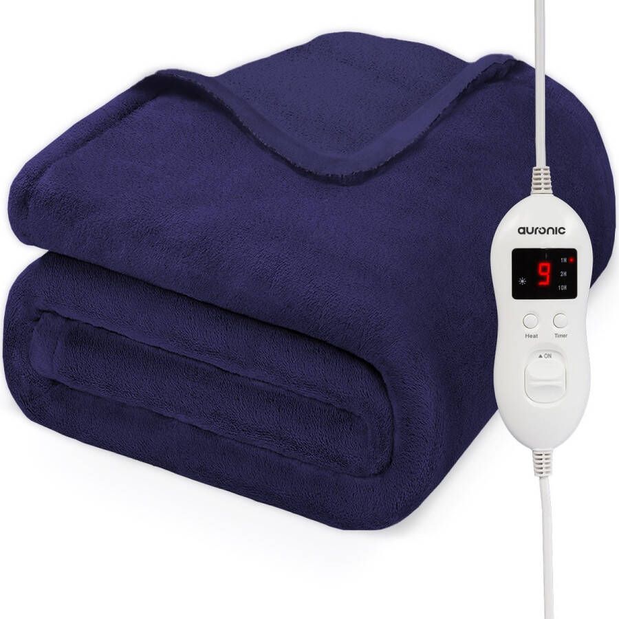 Auronic Elektrische Deken Warmtedeken 9 Warmtestanden 2 Persoons 200x150 Blauw