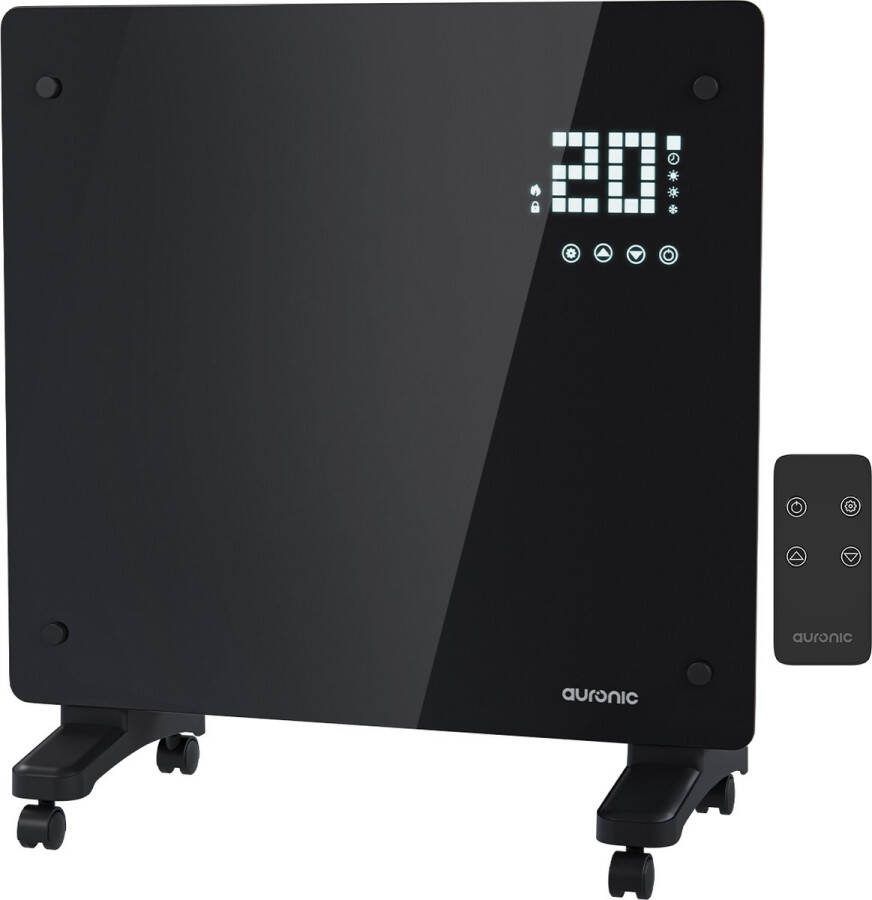 Auronic Elektrische Kachel – Convectorkachel met Thermostaat en Afstandsbediening Paneelverwarming tot 15 m² 1000W Heater Zwart