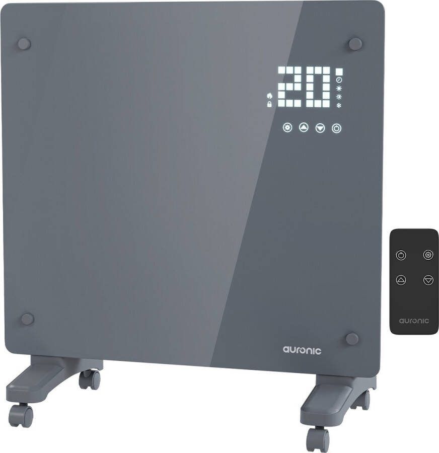 Auronic Elektrische Kachel – Convectorkachel met Thermostaat en Afstandsbediening Paneelverwarming tot 15 m² 1000W Heater Grijs