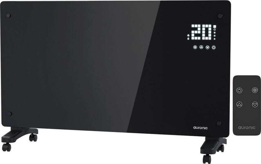 Auronic Elektrische Kachel – Convectorkachel met Thermostaat en Afstandsbediening Paneelverwarming tot 30 m² 2500W Heater Zwart