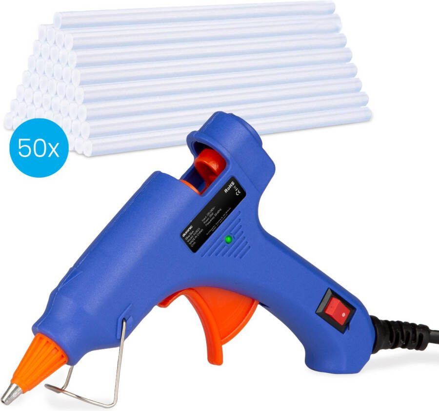 Auronic Lijmpistool Incl. 50 Lijmsticks 20W Blauw Oranje