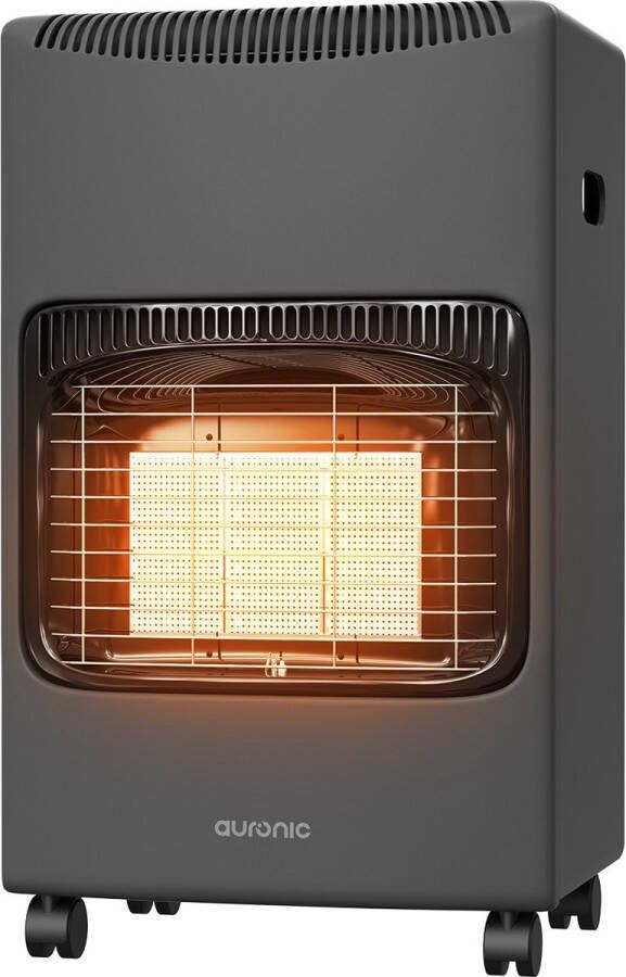 Auronic Mobiele Gaskachel met Wieltjes tot 60 m² 4100W Heater Inclusief Gasdrukregelaar en Gasslang Grijs