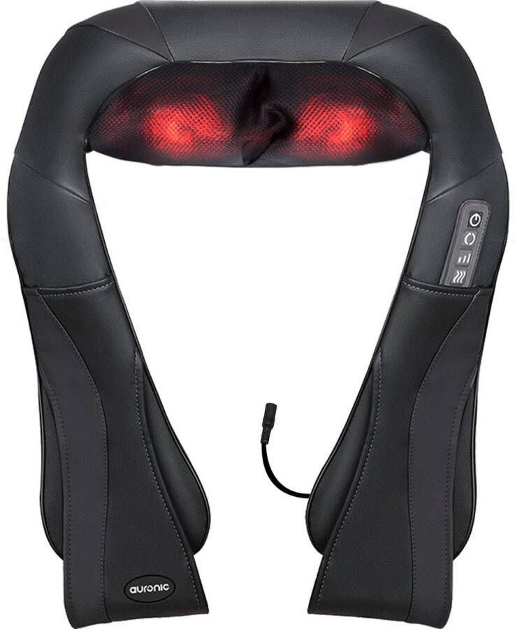 Auronic Shiatsu Massagekussen Elektrisch Nekmassage Apparaat Massage Apparaten Nek en Schouder Massage apparaat- Infrarood Zwart