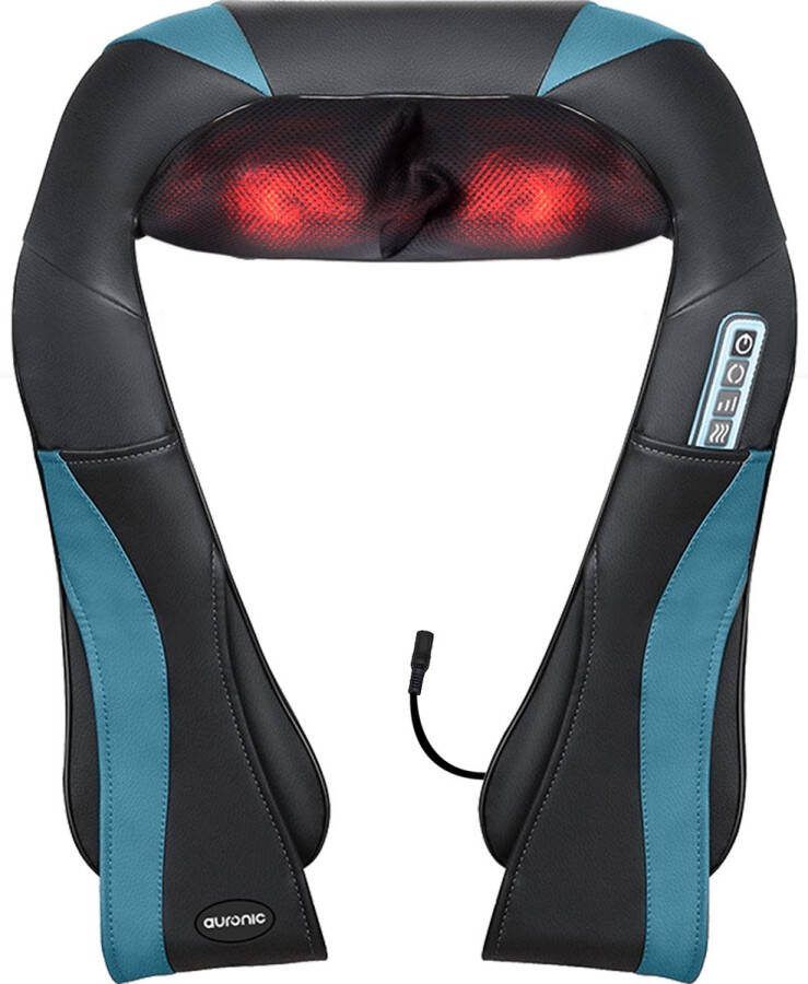 Auronic Shiatsu Massagekussen Elektrisch Nekmassage Apparaat Massage Apparaten Nek en Schouder Massage Apparaat- Infrarood Zwart Blauw