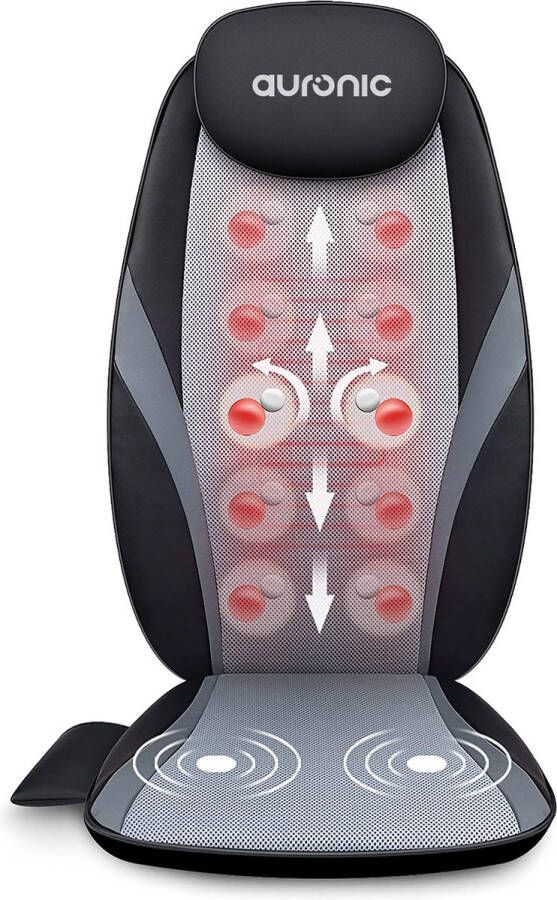 Auronic Shiatsu Massagekussen Massagestoel Massage apparaat Rug Infrarood Zwart