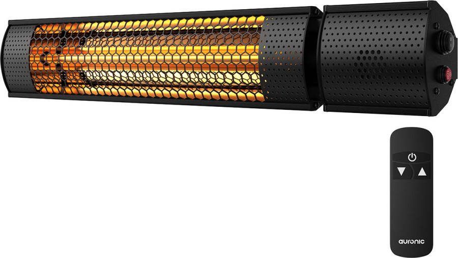 Auronic Terrasverwarmer Infrarood Verwarming Heater Elektrisch 2000W Afstandsbediening 2 Standen Zwart