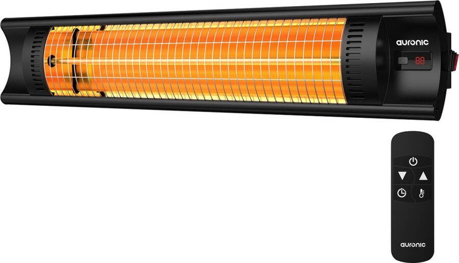 Auronic Terrasverwarmer Infrarood Verwarming Heater Elektrisch 2500W Afstandsbediening 4 Standen Zwart