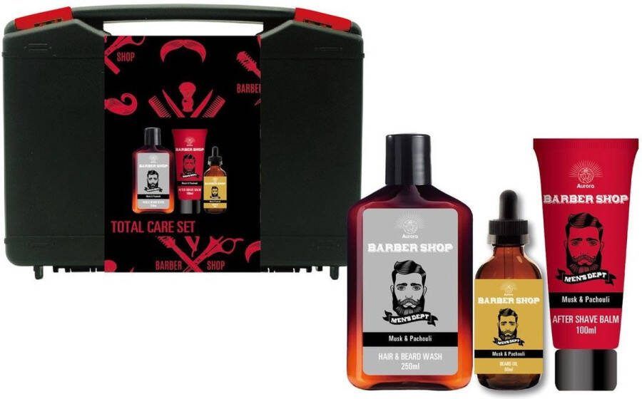 Aurora Baardverzorging set Baard set met baardshampoo 250ml baardolie 60ml en aftershave balsem 100ml