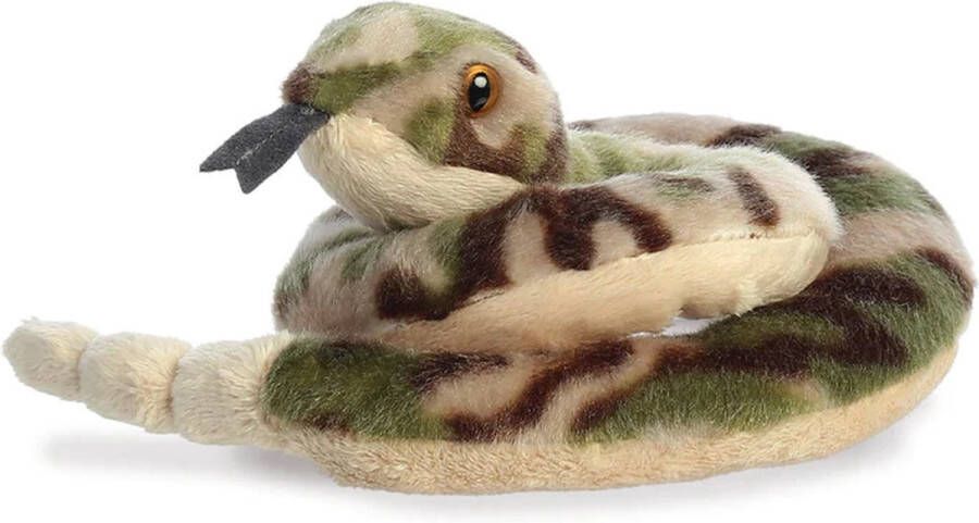 Aurora Slang Slick Mini Flopsies Knuffels Rammelaar Groen Leger Groen Vlekken Bruin Lichtbruin Slang Adder Reptiel 20 cm