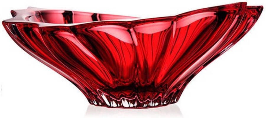 Aurum Crystal Bohemia Rode kristallen schaal PLANTICA Bohemia Kristal luxe fruitschaal rood 33 cm