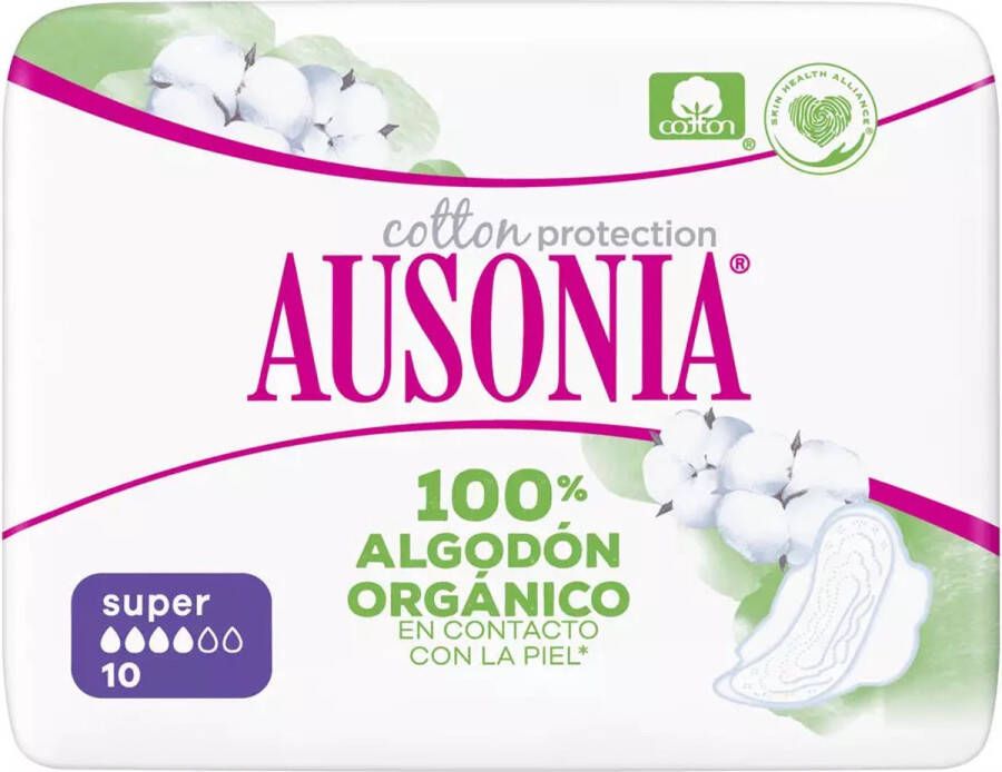 Ausonia Super Maandverband met vleugels ORGANIC (10 uds)