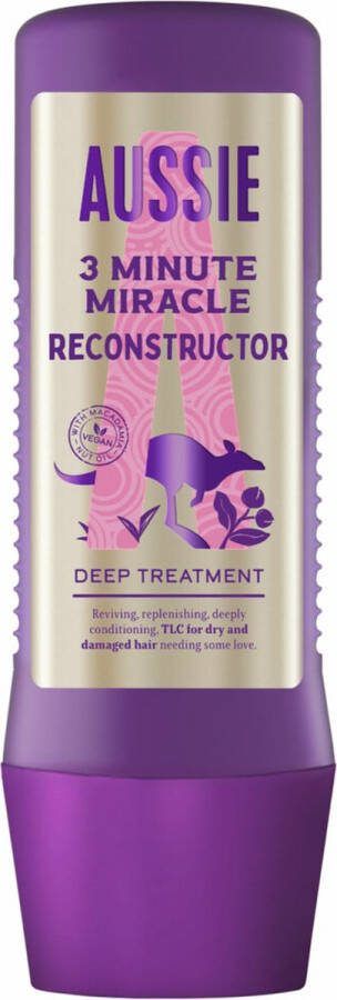 Aussie 3x Haarmasker 3 Minute Miracle Reconstructor Intensieve Vegan Haarverzorging 225 ml
