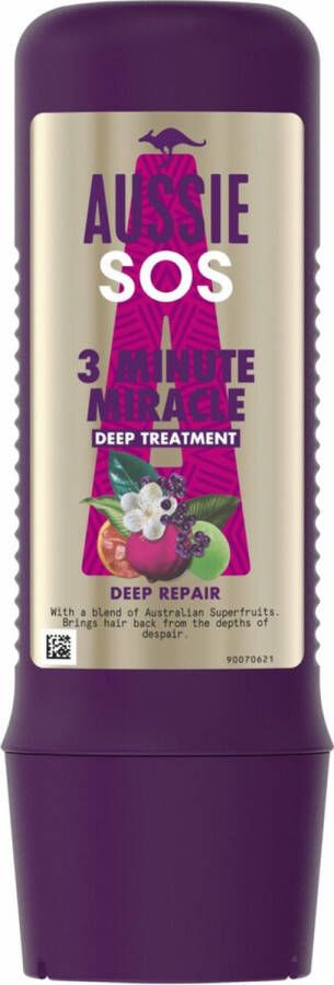 Aussie Haarmasker SOS Deep Repair 3 Minute Miracle Intensieve Verzorging 3 x 225 ml Voordeelverpakking