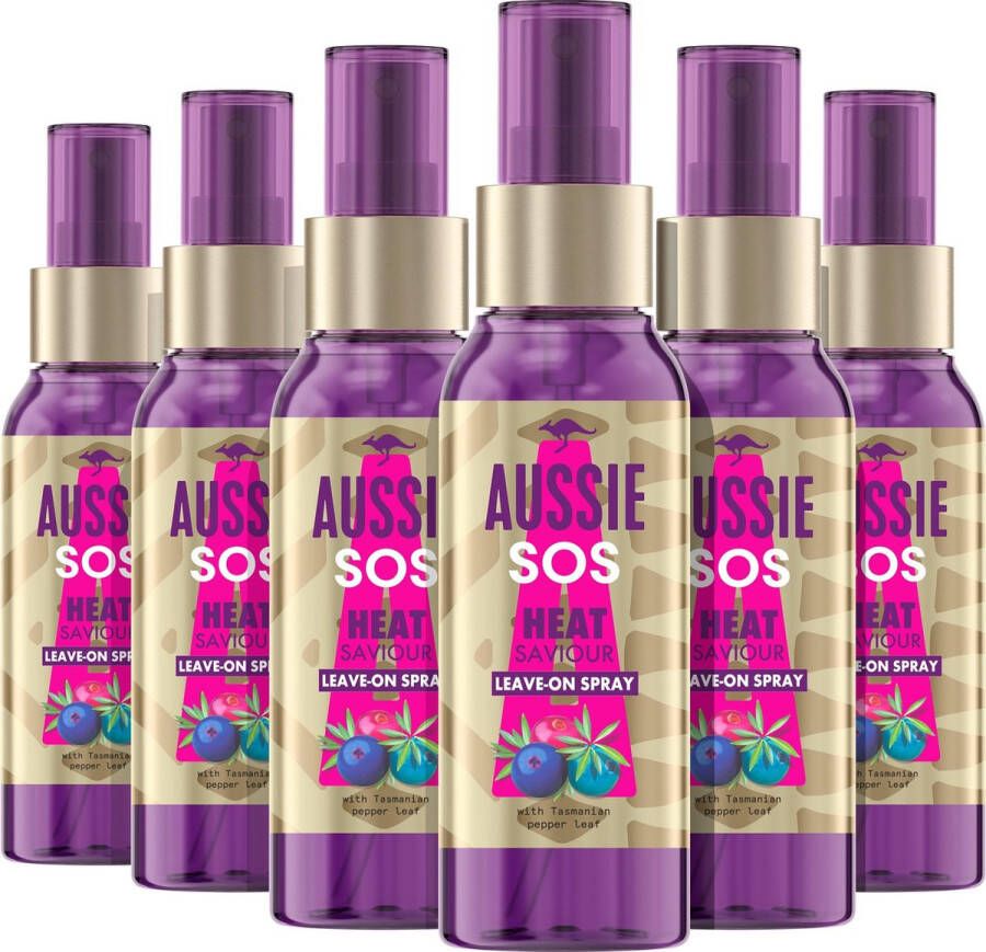 Aussie SOS Instant Heat Saviour Spray Beschermende Haarspray Voordeelverpakking 6 x 100 ml