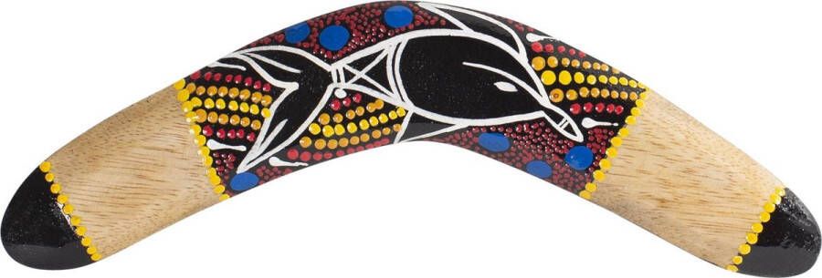 Australian treasures boemerang 30cm met dolfijn motief hout boomerang
