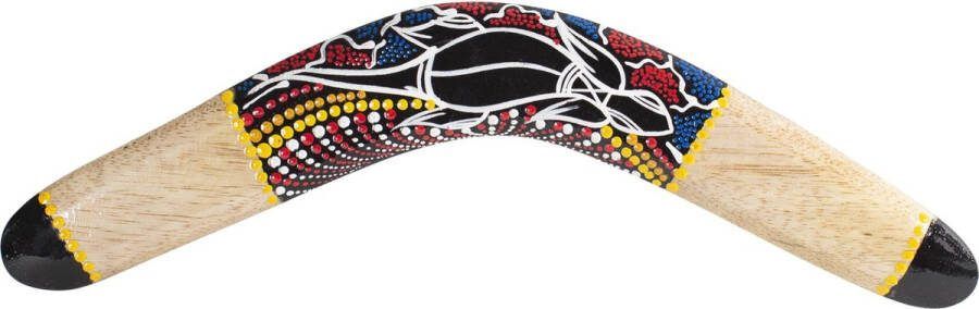 Australian treasures houten boemerang 40cm Australian style beschilderd met hagedis boomerang