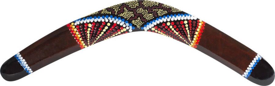 Australian treasures Houten boemerang maat 50cm bruin werpcircel 20 meter 600gram boomerang