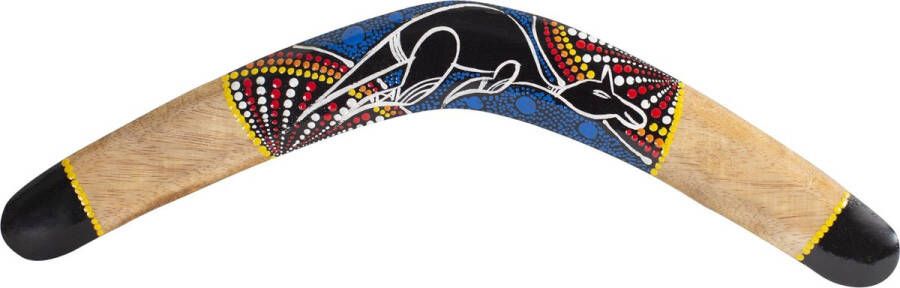 Australian treasures Houten boemerang maat 50cm kangaroe werpcircel 20 meter 600gram boomerang
