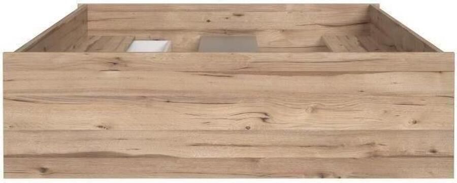 Merkloos Scandinavisch Volwassen bed met 3 laden in eiken en mat wit decor B 140 x L 190 cm VANKKA