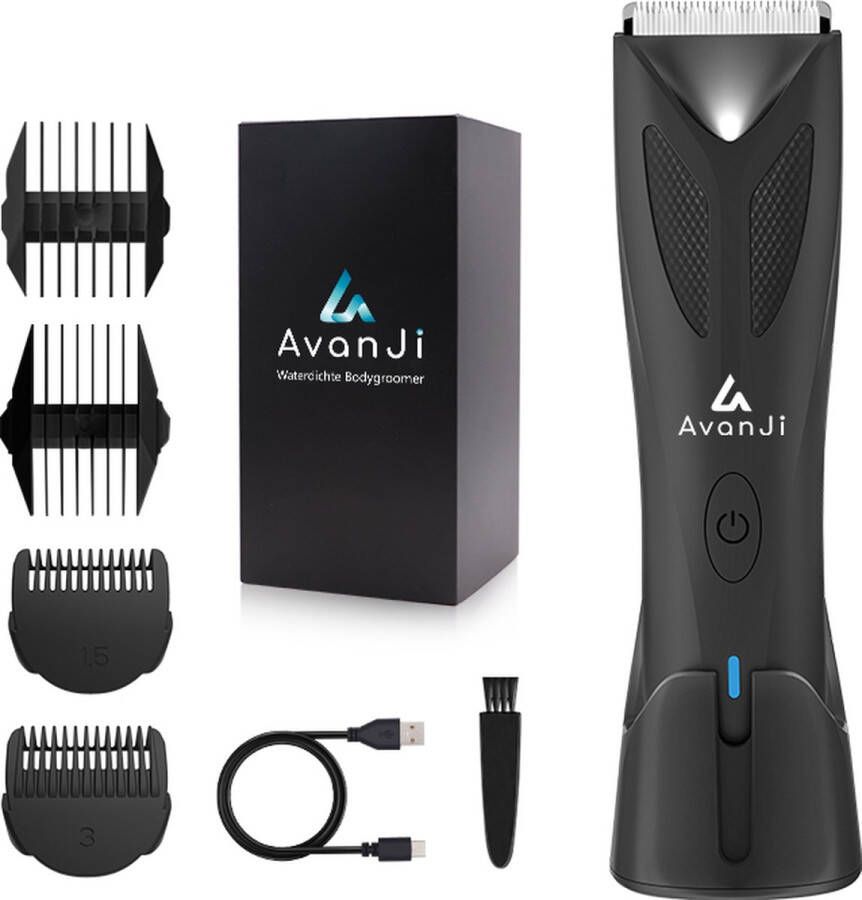 AvanJi Bodygroomers Trimmer Bodygroomer Mannen Body Trimmer Haar Draadloos Gratis scheermesje 4 opzetstukken Waterproof