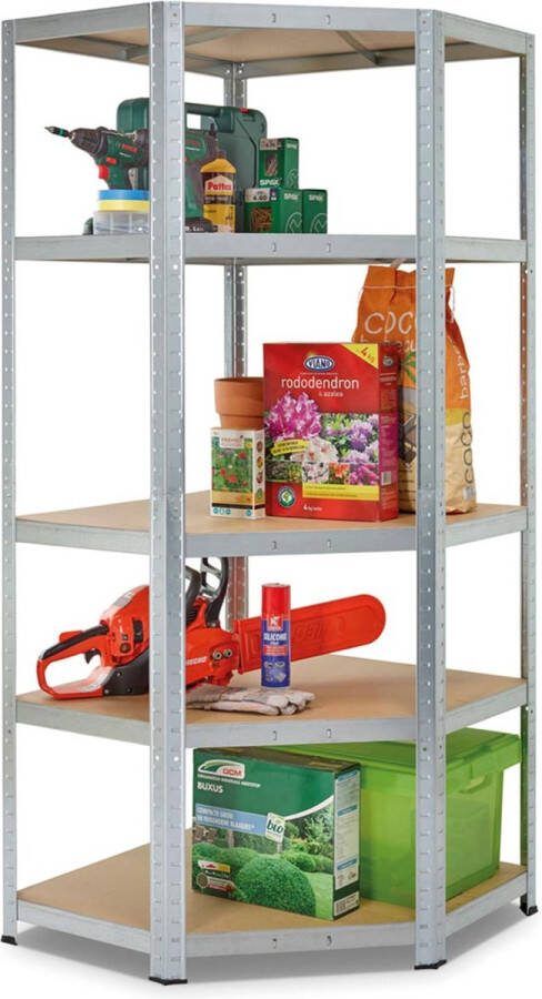 Avasco Stellingkast Hoek stellingrek 176x75x40x50cm 5 planken 175kg draagkracht per plank