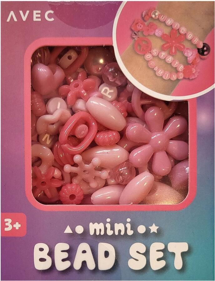 Avec Mini bead set DIY armband kralenset kralen Roze met koord