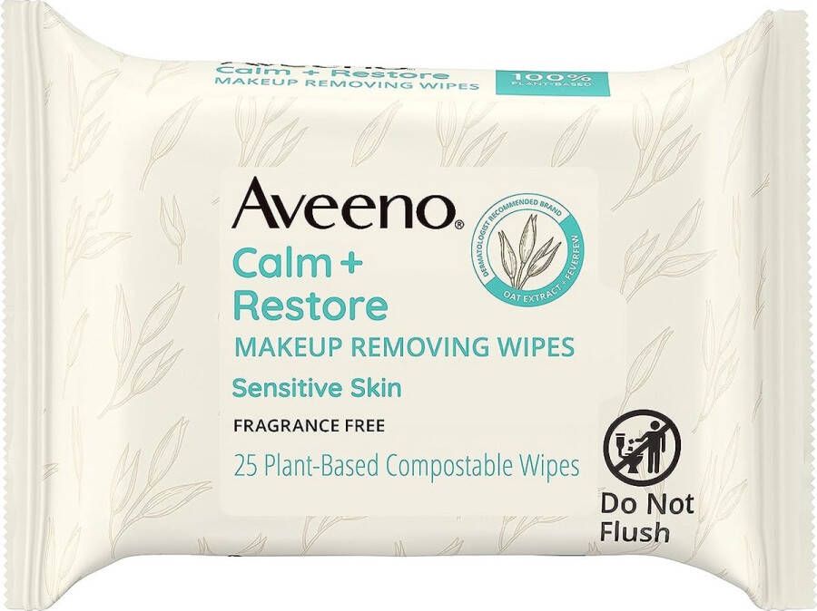 Aveeno Calm + Restore Nourishing Makeup Remover Face Wipes Make-up doekjes Make-up remover Gezichtsdoekjes Geurvrije gezichtsreinigingsdoekjes