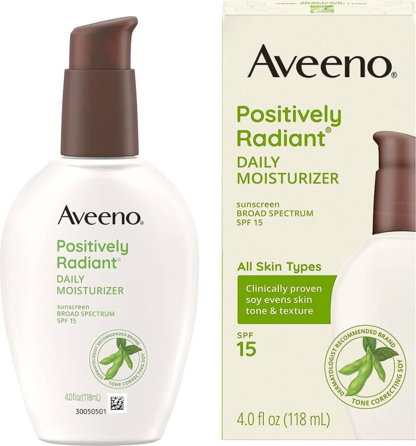 Aveeno Positively Radiant Daily Facial Moisturizer with Broad Spectrum SPF 15 Positief stralende dagelijkse gezichtsbevochtiger met SPF 15 Zonnebrandcrème 118ml