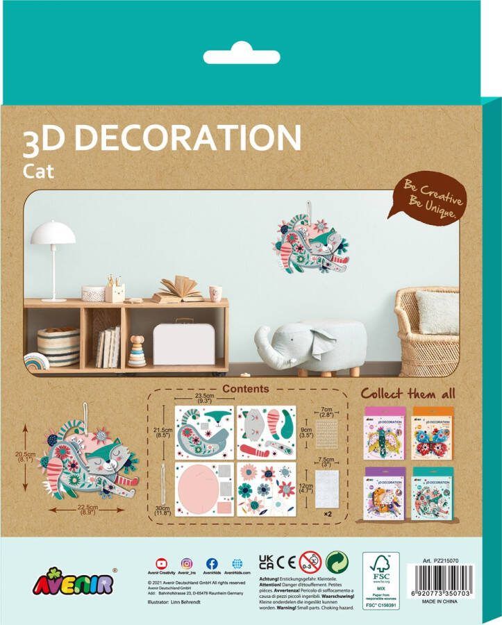 Avenir 3D Decoration Medium: KAT 20 5x22 5cm in box 22x1x28 5cm 5+