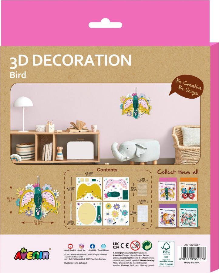 Avenir 3D Decoration Medium: VOGEL 20 5x22 5cm in box 22x1x28 5cm 5+