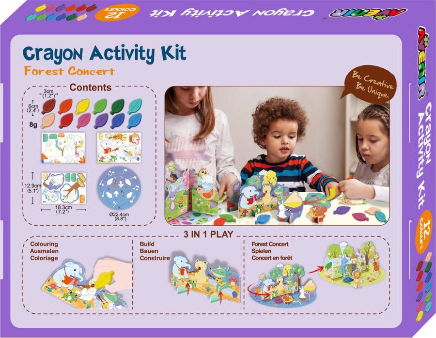Avenir Crayon Activity Kit: BOS CONCERT bevat 12 kleuren in doos 21x3x16cm 3+