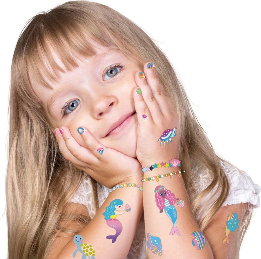 Avenir Nail Stickers & Tattoos: ZEEMEERMIN ca. 260 stuks gemakkelijk te gebruiken en te verwijderen in doos 3+