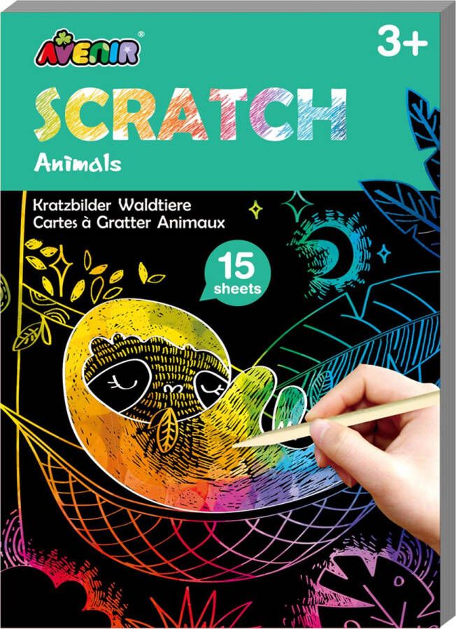 Avenir Scratch: MINI BOOK WILDE DIEREN 10x0.5x14cm 15 stuks 3+