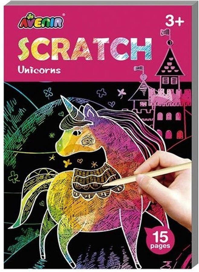 Avenir Scratchboek Eenhoorn Junior 10 X 14 Cm Papier 2-delig