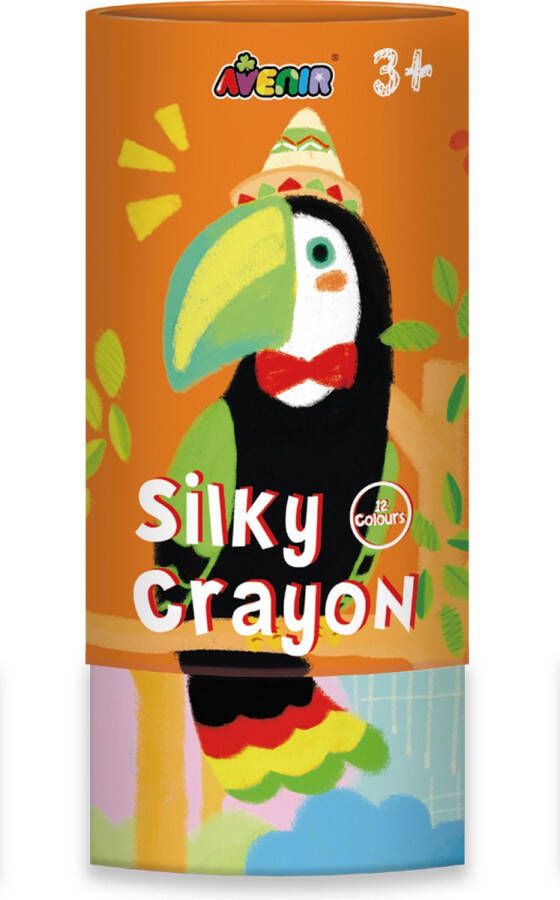 Avenir Silky Crayon: TOEKAN 12 kleuren in tube diam.7.5x16cm 3+
