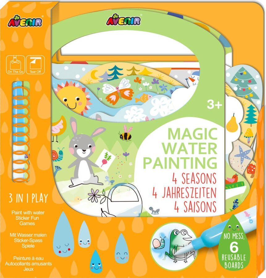 Avenir Magisch Waterschilderen: BOOK 4 SEIZOENEN 21 7x2x22 7cm 6 herbruikbare pagina's met 3-in-1 play 3+