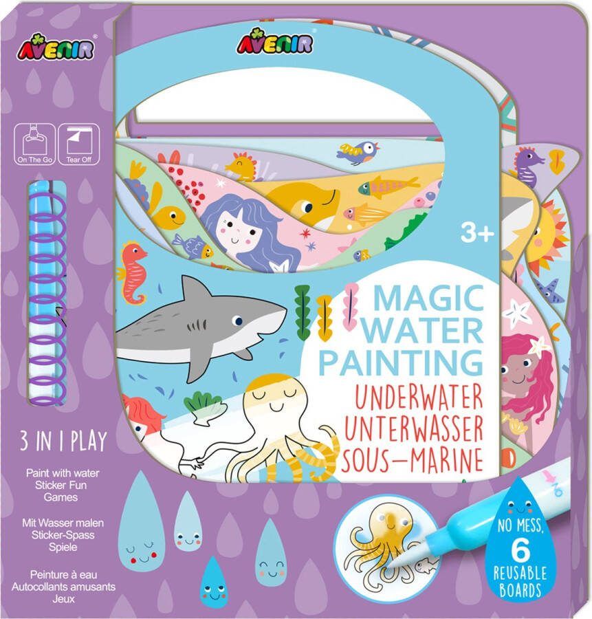 Avenir Magisch Waterschilderen: BOOK ONDER WATER 21 7x2x22 7cm 6 herbruikbare pagina's met 3-in-1 play 3+