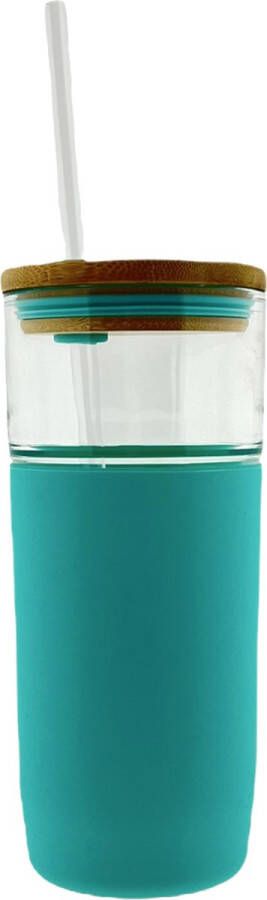 Avenue Drinkglas Met Rietje En Deksel – 19 x 8 x 8 cm 600ml – Mint