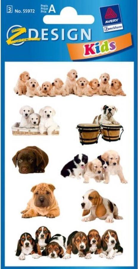 Avery stickervel Puppies junior 7 6 x 12 cm papier 24-delig