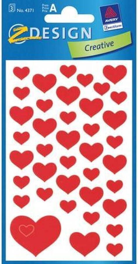 Dobeno Avery stickers Hartjes junior 7 6 x 12 cm papier rood 117 stuks