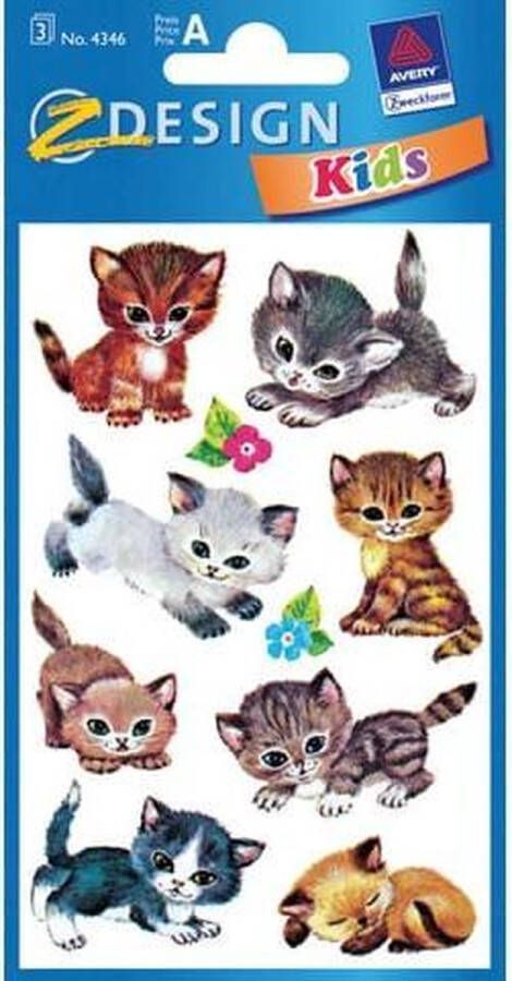 Avery stickers Katten junior 7 6 x 12 cm papier 30 stuks