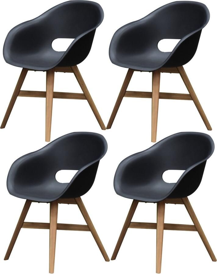 AVH-Collectie set van 4 Karlstad dining kuipstoel kunststof zwart