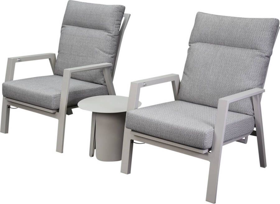 AVH-Collectie Barolo lounge balkonset 3 delig verstelbaar latte zand aluminium